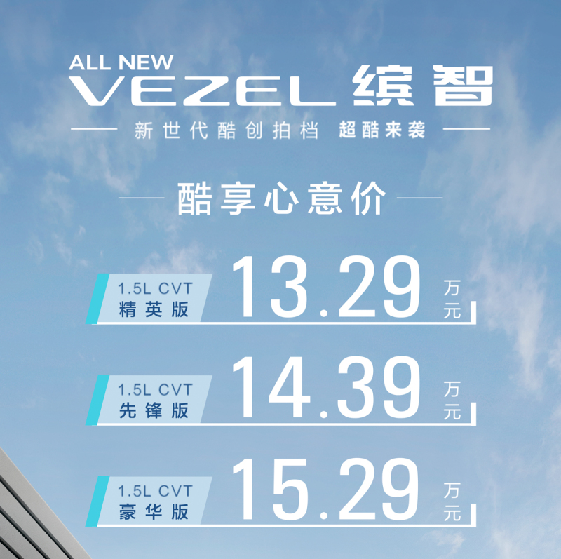 广汽本田全新缤智上市 售价13.29万-15.29万元