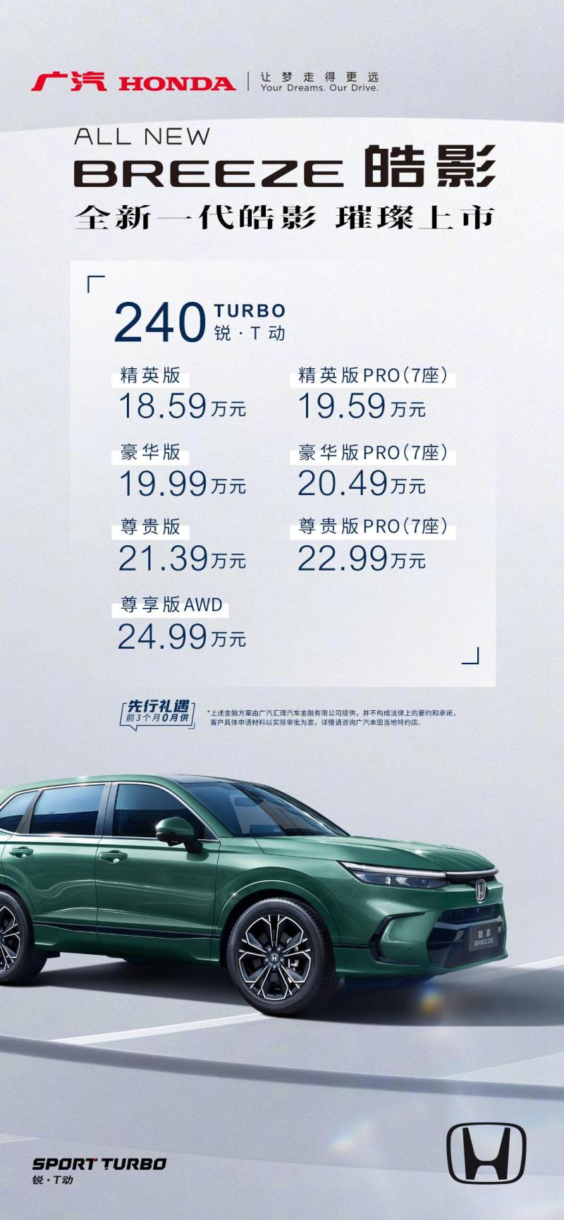 售价18.59万-24.99万元 广汽本田皓影上市