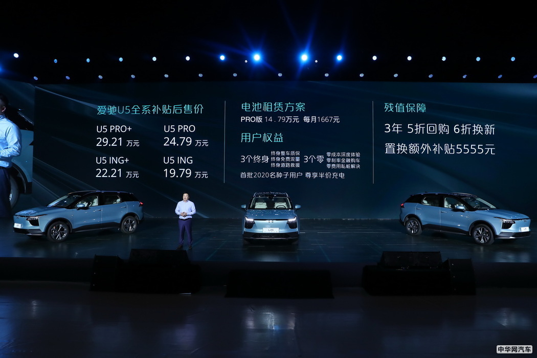 售19.79-29.21万元 爱驰U5电动SUV正式上市 售19.79-29.21万元 爱驰U5电动SUV正式上市
