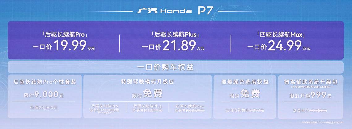 19.99万元起 新驾趣纯电SUV广汽本田 P7正式上市
