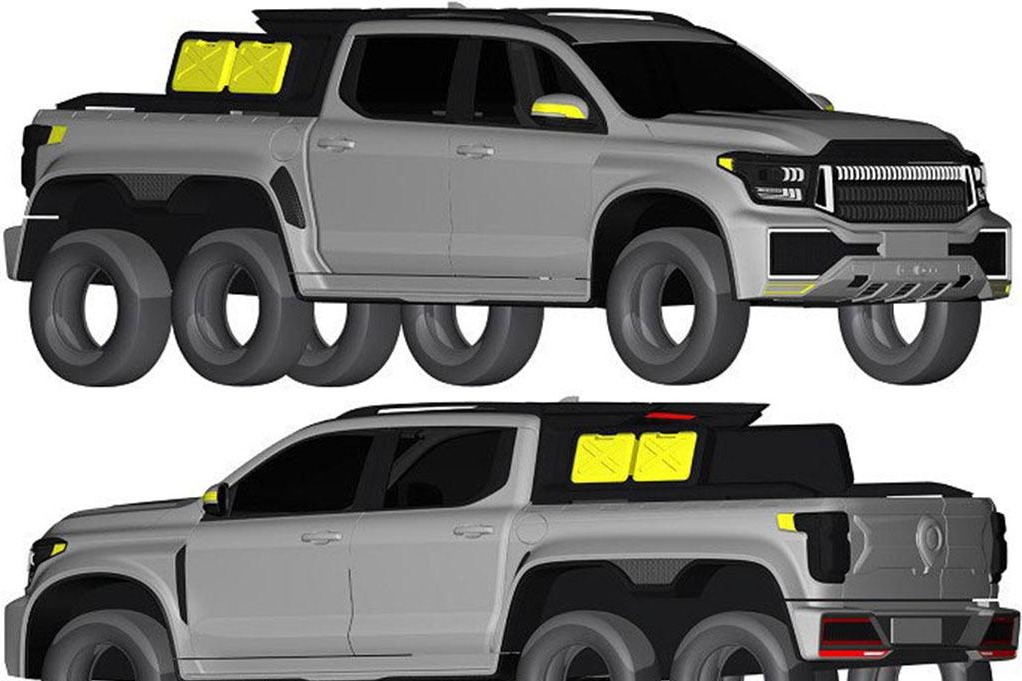 长城炮6x6版本专利图曝光 双排座舱+六轮