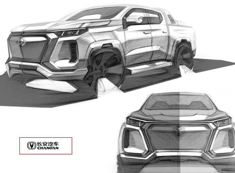 造型方正硬派 长安全新皮卡设计草图曝光