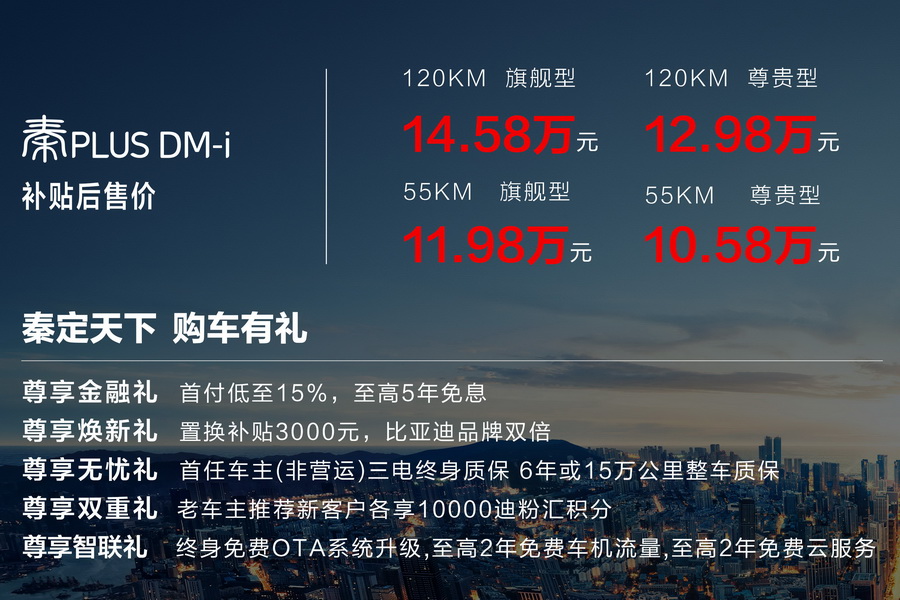 比亚迪秦PLUS DM-i上市 售价10.58-14.58万元
